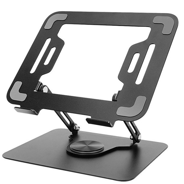 Soporte para computadora portátil para escritorio, soporte ajustable para  computadora con base giratoria de 360°, elevador ergonómico para  computadora