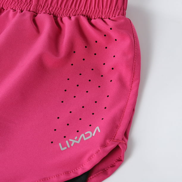 Shorts deportivos Pantalones cortos para correr 2 en 1 para mujer de secado  rápido transpirables par Lixada