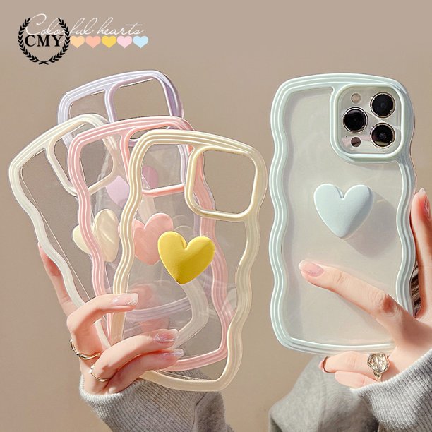 Funda De Teléfono Transparente 3D Con Corazón De Amor Para iPhone 14 15 13  12 Pro Max Mini XR XS 11 7 8 Plus TPU De Gelatina Suave