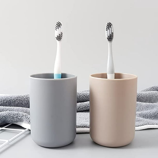  Cabilock Soporte para cepillo de dientes de cerámica, vaso de  cepillado de dientes, vaso con base de madera, taza de enjuague de baño,  organizador de pasta de dientes para encimera de