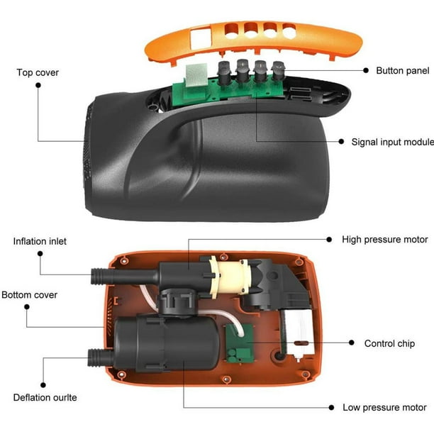 Bomba de aire eléctrica Pantalla LCD portátil Desmontable Recargable DC12V  Bomba inflable desinflabl Zulema Bomba de aire eléctrica