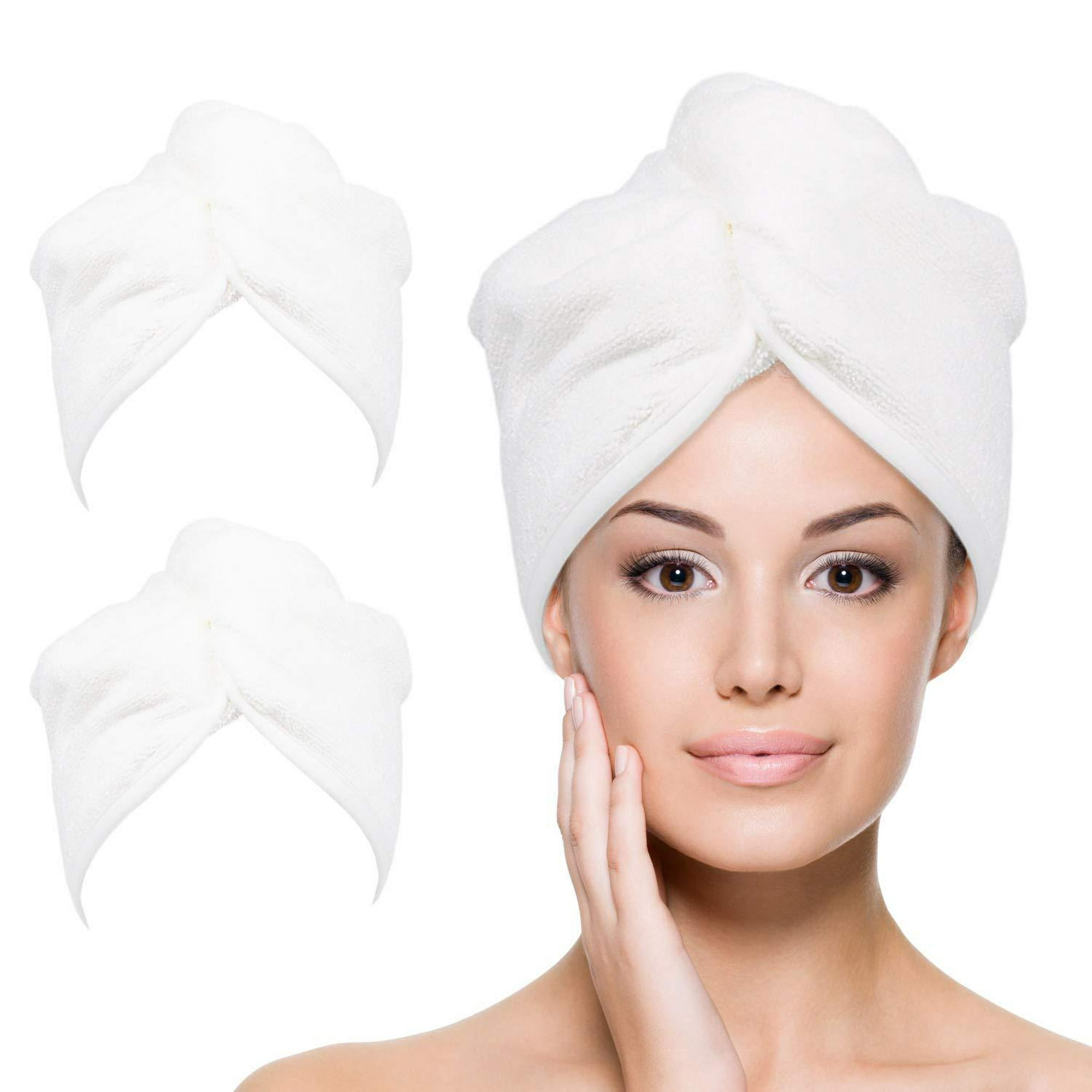 Toalla de microfibra para todo tipo de cabello, paquete de 2 turbantes de  secado rápido, perfecto para mujeres, hombres y niños (beige + gris)