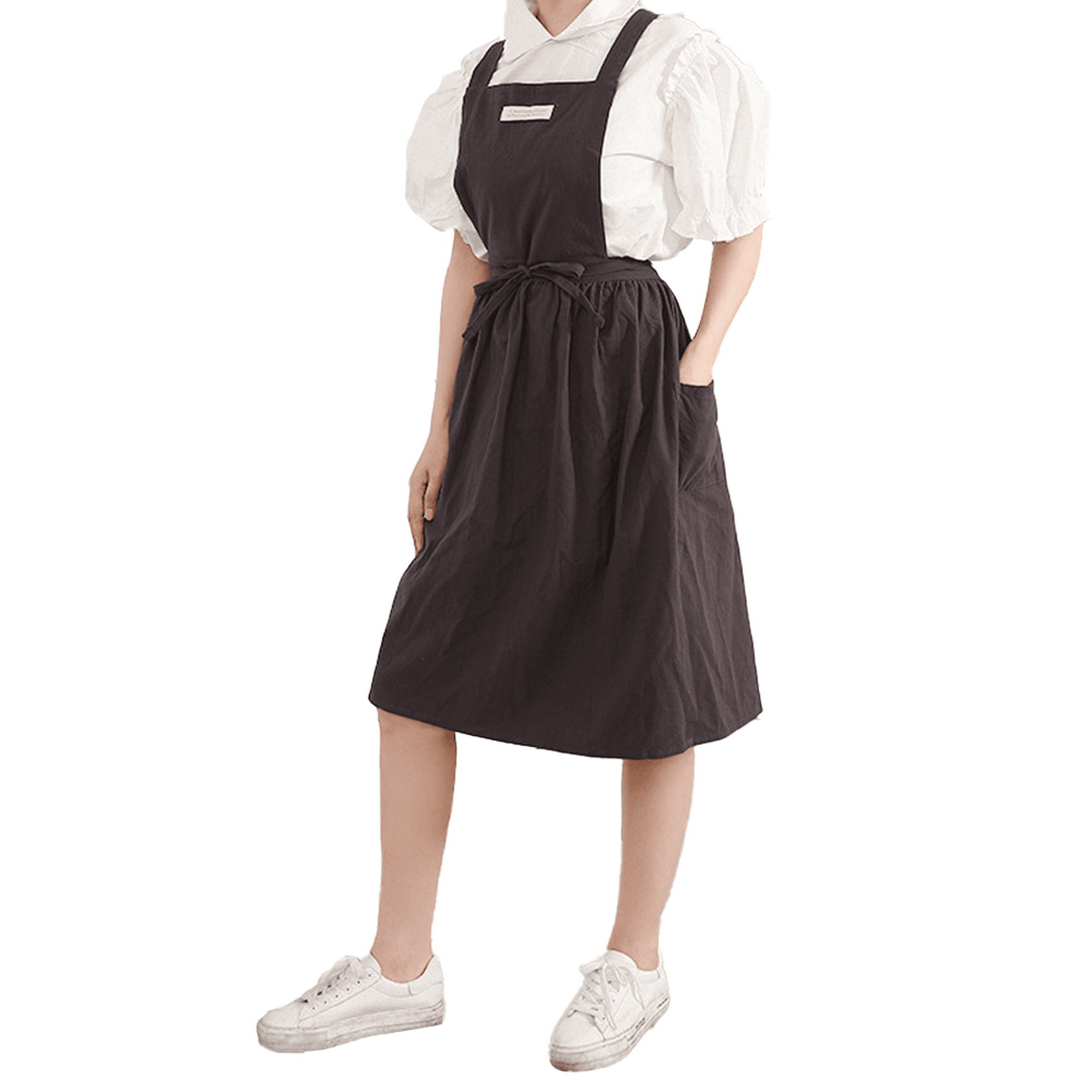 Delantal japonés para mujer, con 2 bolsillos, espalda cruzada, lindo  vestido de pinafore para cocina, cocina, jardinería, pintura