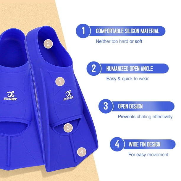  HttKse Aletas de buceo, aletas largas, de silicona, para  natación, equipo de esnórquel, aletas de buceo, (color: azul, tamaño: XXS  (32-34)) : Deportes y Actividades al Aire Libre