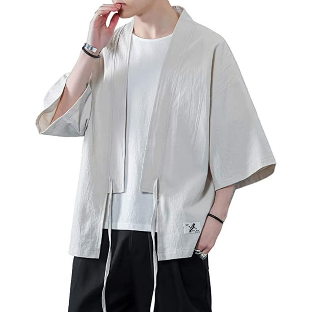 Abrigo Para Hombre Camisa Tipo Kimono De Lino Y Algodón De Verano Para  Hombre, Cárdigan Holgado