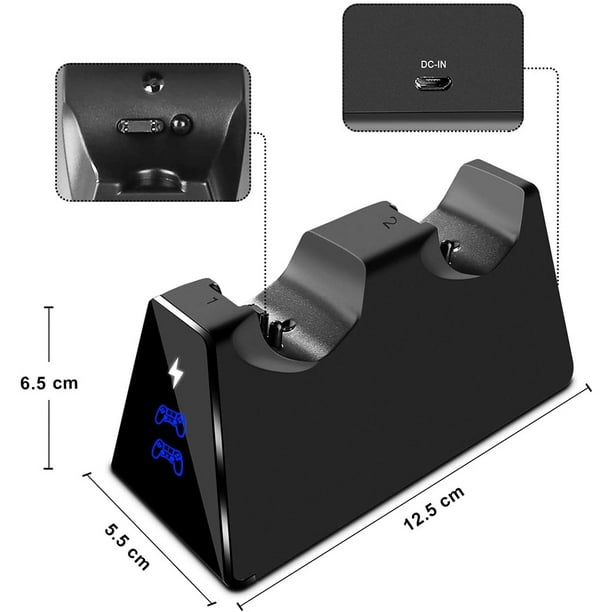  Cargador de controlador PS4, soporte de estación de  acoplamiento de puerto de carga rápida mejorado para controlador PS4/PS4  Slim/PS4 Pro, negro : Videojuegos