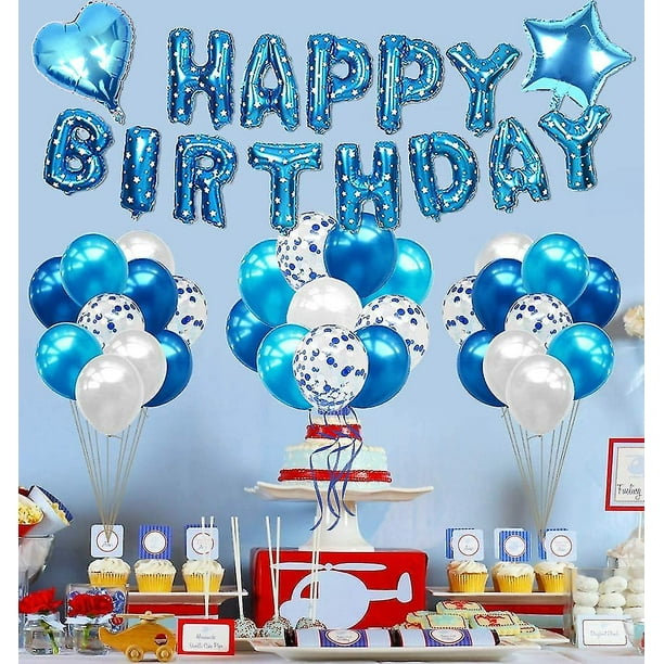 Un Grupo De Globos Azules Para Una Fiesta De Cumpleaños Aislados En Un  Blanco Imagen de archivo - Imagen de hospitalidad, verde: 154374973