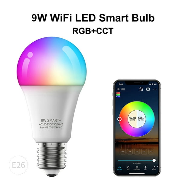 2 Focos Inteligentes Wifi Rgb 9w E26 Compatible Ios/android