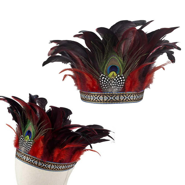 perfeclan Diadema de plumas indio Fascinator indio Sombrero Decorativo  Estilo nacional Corona para de danza gitana Mardi Gras Fiesta de, Estilo un