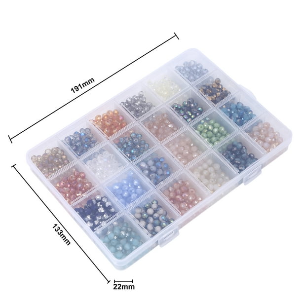 Cuentas De Vidrio 1200 cuentas de cristal de 0.236 in, 24 colores
