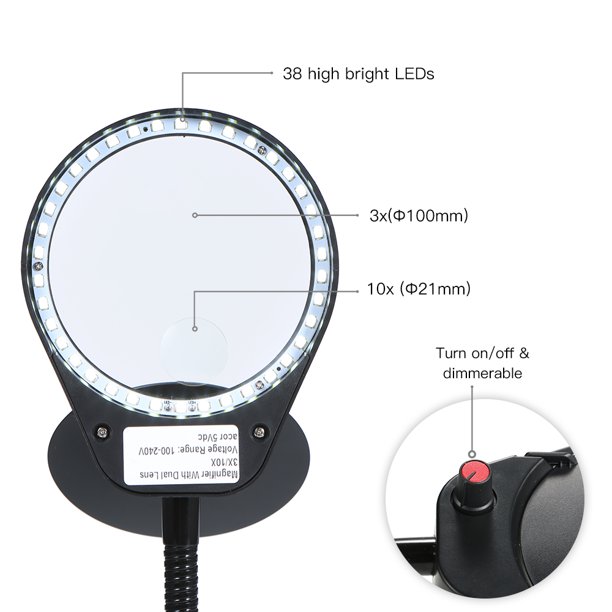 Lupa Led Lampara Con Gancho Flexible Portatil