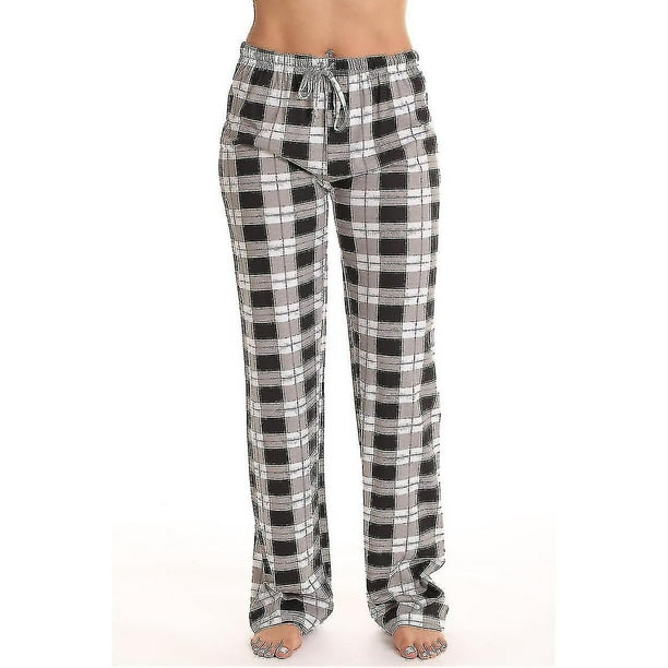 Pantalones de pijama de mujer con bolsillos, pantalones de pijama de  cuadros de franela suave para mujer