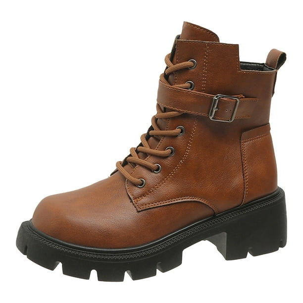 Botas de moda de invierno para mujer, botas negras con cordones, botas de  moto, botas de mujer para exteriores, botas de moda, botas cortas, Moda de  Mujer