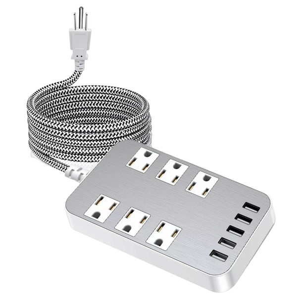 Multicontacto Regleta De Alimentación Usb Electrica Enchufe Plateado