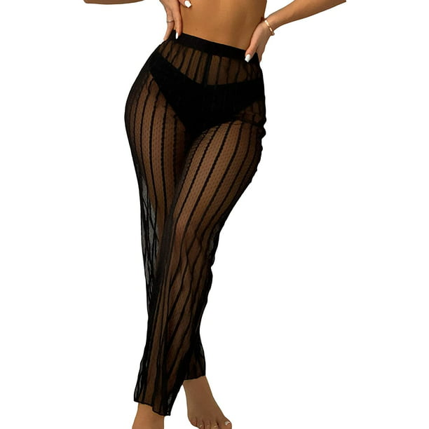  Traje de baño de malla transparente sexy para mujer, parte  superior triangular y tanga brasileña, traje de baño de malla transparente, traje  de baño para mujer, color negro, talla S 