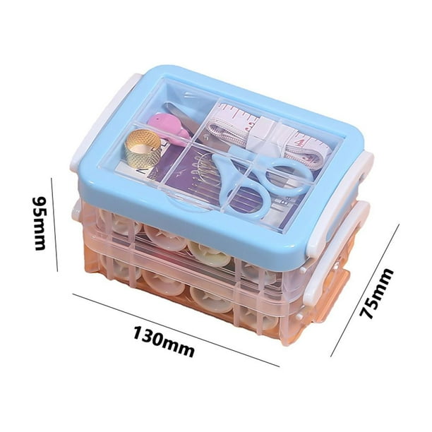 Organizador De Suministros De Costura Caja de costura de doble capa  portátil que incluye agujas, tijeras y otras herramientas de costura