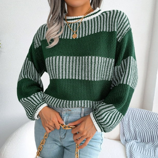 Gibobby Suéter casual mujer, Sueter para Mujer Casual Sweater Dama Ligero  Cuello Redondo Invierno Blusa Manga Larga Multilooks Elegante o  Casual(Verde,XG)