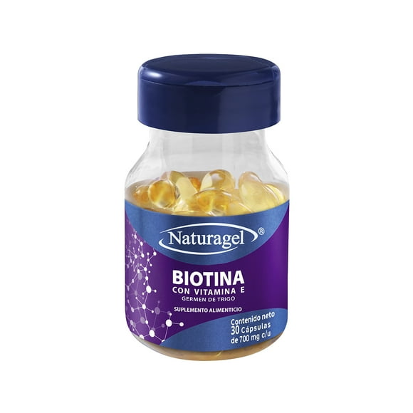 biotina con vitamina e naturagel  30 cápsulas softgel naturagel suplemento alimenticio