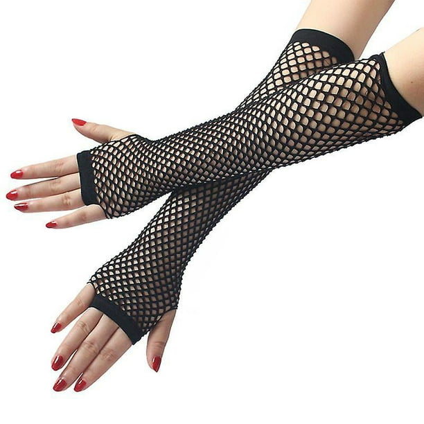 Elegantes guantes largos de red negros para mujer guantes sin dedos niñas  baile gótico punk rock disfraz guantes de lujo Banban ZefeiWu 8390615095150