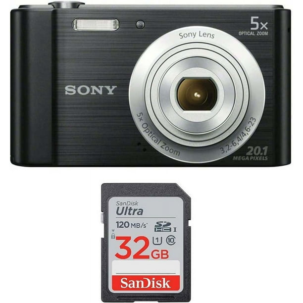 Cámara digital Sony W800/B de 20,1 MP (negra) + 2 tarjetas de