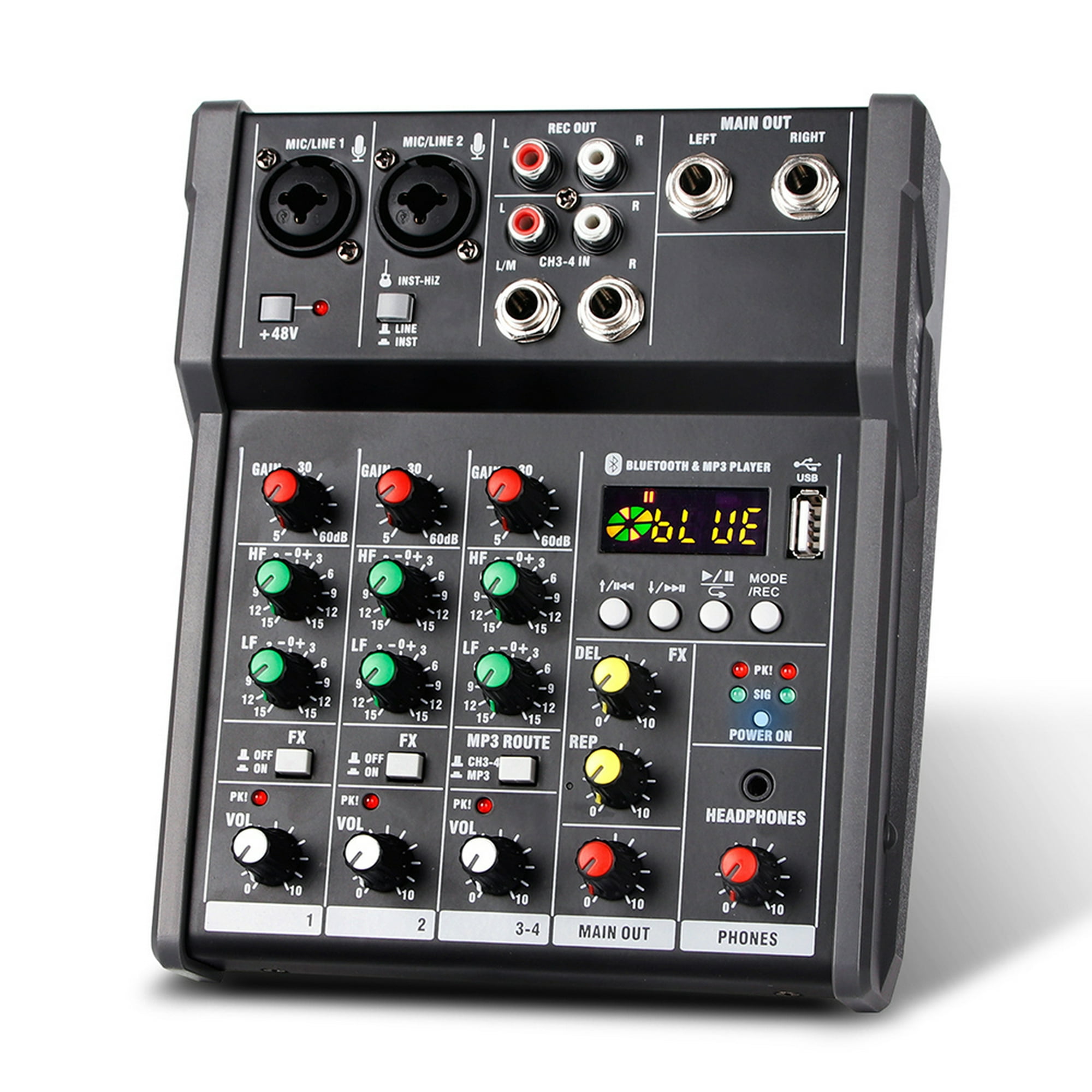 Consola Mezcladora Audio Dj Audiotek Color Negro 12 Canales Bluetooth Usb  Estudio Sonido