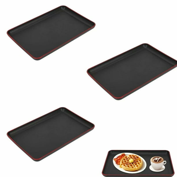 Bandeja rectangular de plástico para servir, bandeja antideslizante para  servir comida para restaurante, hogar, hotel, 38*24,4 cm, 3 piezas