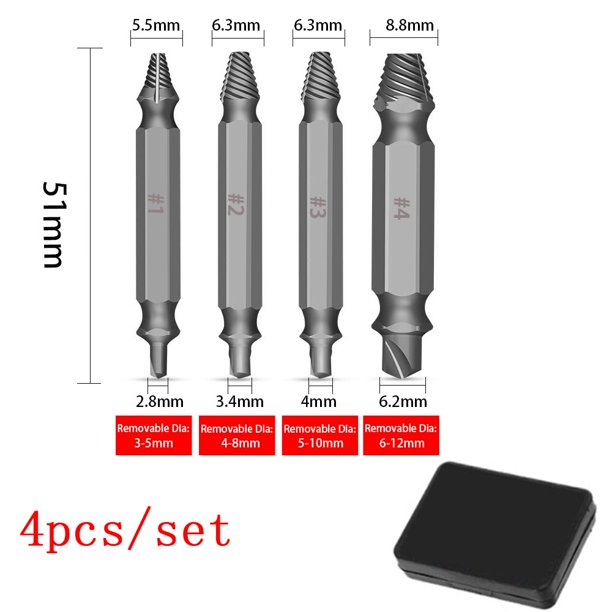 6 pzas. Extractor de tornillos dañados, set de brocas extractoras de  velocidad, herramientas para quitar fácilmente tornillos, removedor de  tornillos