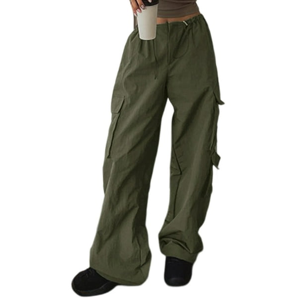 Pantalones Cargo De Paracaídas Y2K Pantalones holgados Cordón