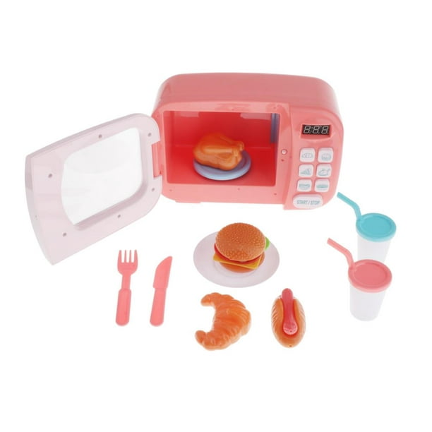 Juguetes Casa de Muñeca Mini Horno Microondas Plástico Rosa Sunnimix  Simulación de microonda