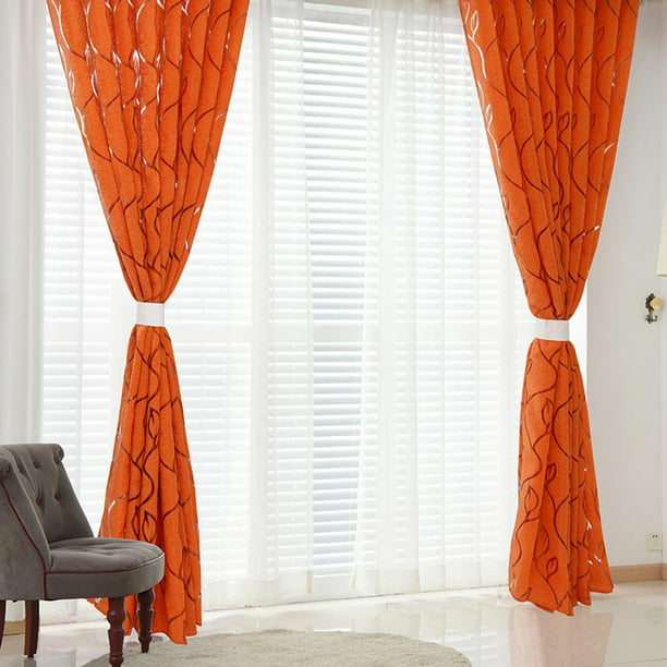 Cortina semiopaca de 2 m, decoración de ventana de partición de hoja de vid  simple (naranja)