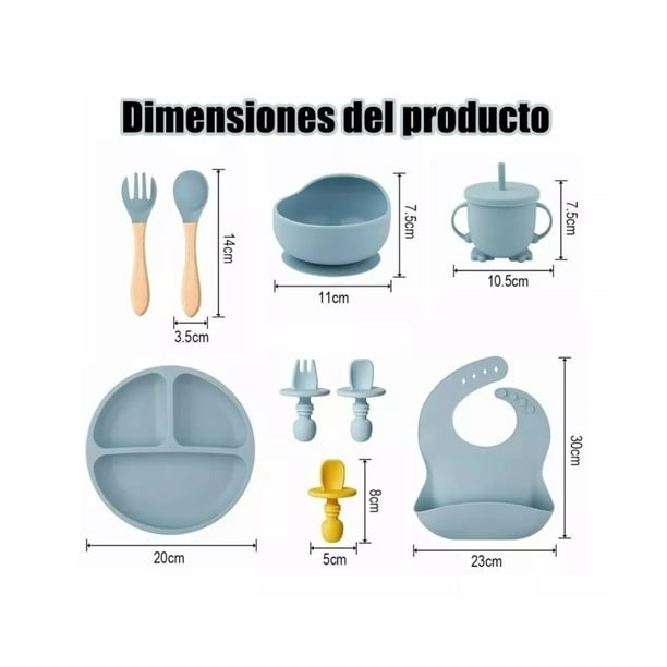 Baberos De Silicona Belug Antideslizante Platos Para Bebé 12pcs Multicolor