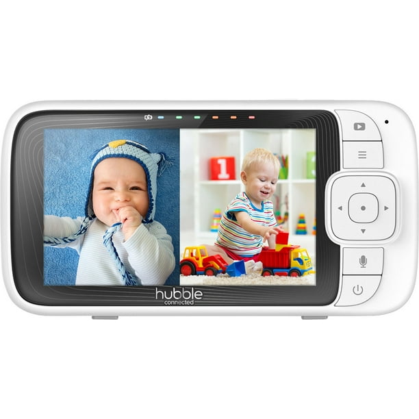 Monitor de bebé, monitor de bebé con pantalla dividida grande de 5 pulgadas  con 2 cámaras y audio, panorámica remota/inclinación/zoom, conversación