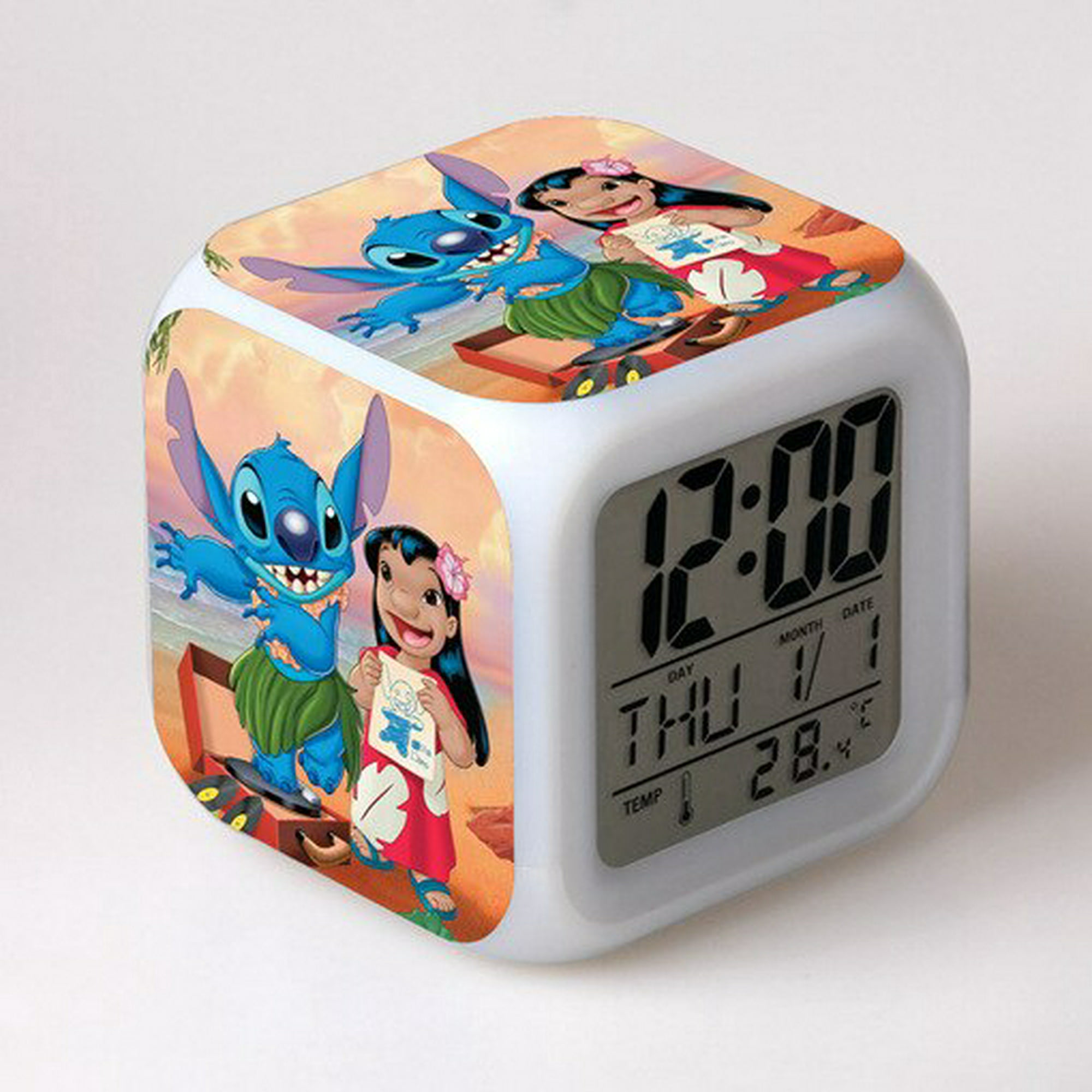 Disney Stitch Alarm Clock Growing LED Color Change Digital Light PVC Lilo &  Stitch Cartoon Figure Toys for Kids Birthday Gift Gao Jinjia LED