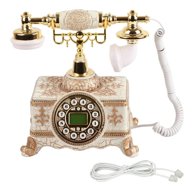 Teléfono fijo retro, teléfono antiguo antiguo con botón de