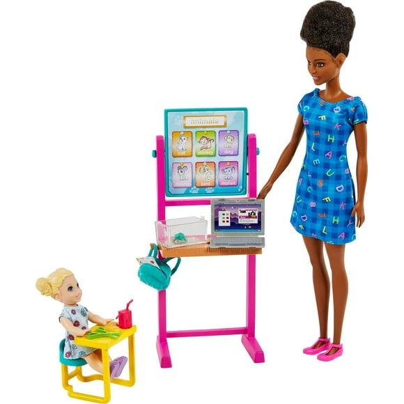 barbie teacher doll brunettetoddler doll blonde flip board laptop backpack toddler desk pe barbie 