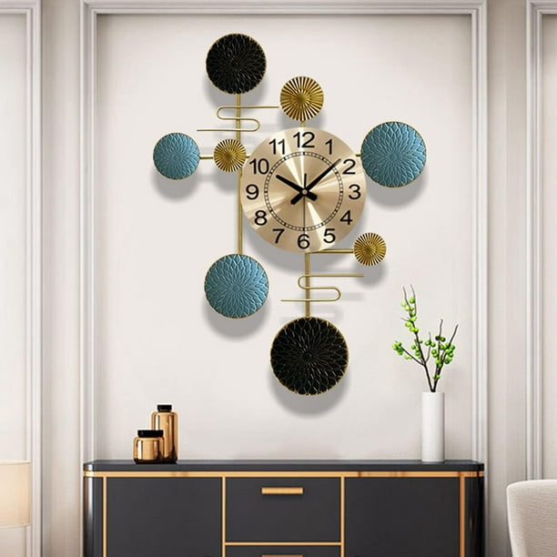 FMTAD Reloj de pared grande de metal decorativo silencioso sin tictac reloj  de arte moderno 3D relojes de pared grandes decorativos para el hogar sala  de estar dormitorio comedor diámetro 236 pulgadas –