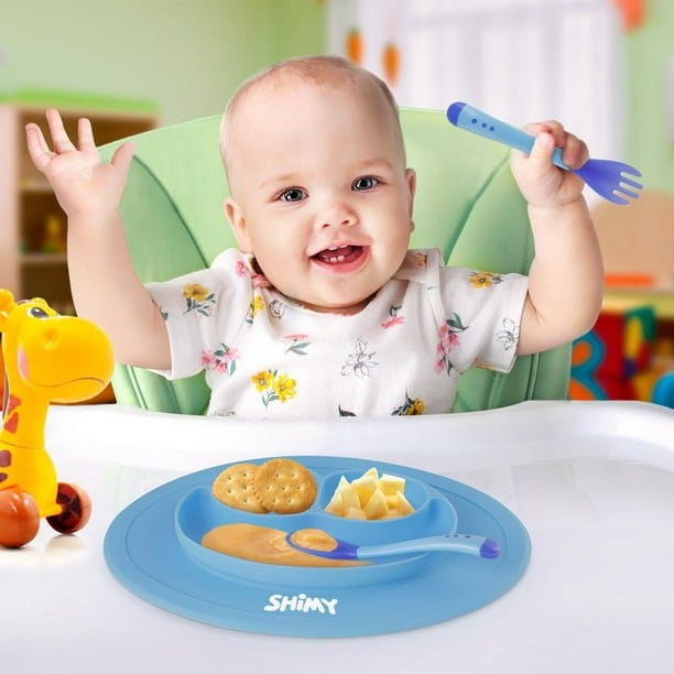 Soporte De Alimentos Para Bebés , Plato Para Niños , Con Tapa De Ventosa Y  Cuchara Sensible Al Calor Libre De BPA