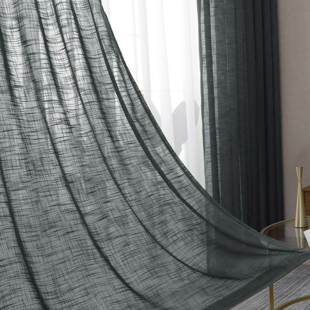 Cortinas traslúcidas de lino de 84 pulgadas de largo, cortinas semi  texturizadas, cortinas translúcidas, protegen la privacidad, paneles de  ventana