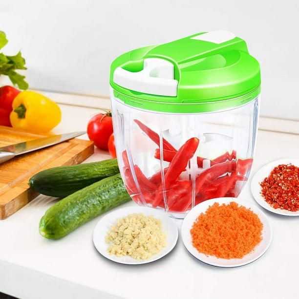 Cortador de cebolla con tirador de cable, picador de cebolla de 900 ML,  procesador de alimentos, cortador de verduras, picador múltiple, picador de  cebolla manual, picador universal de acero inoxidable para verduras