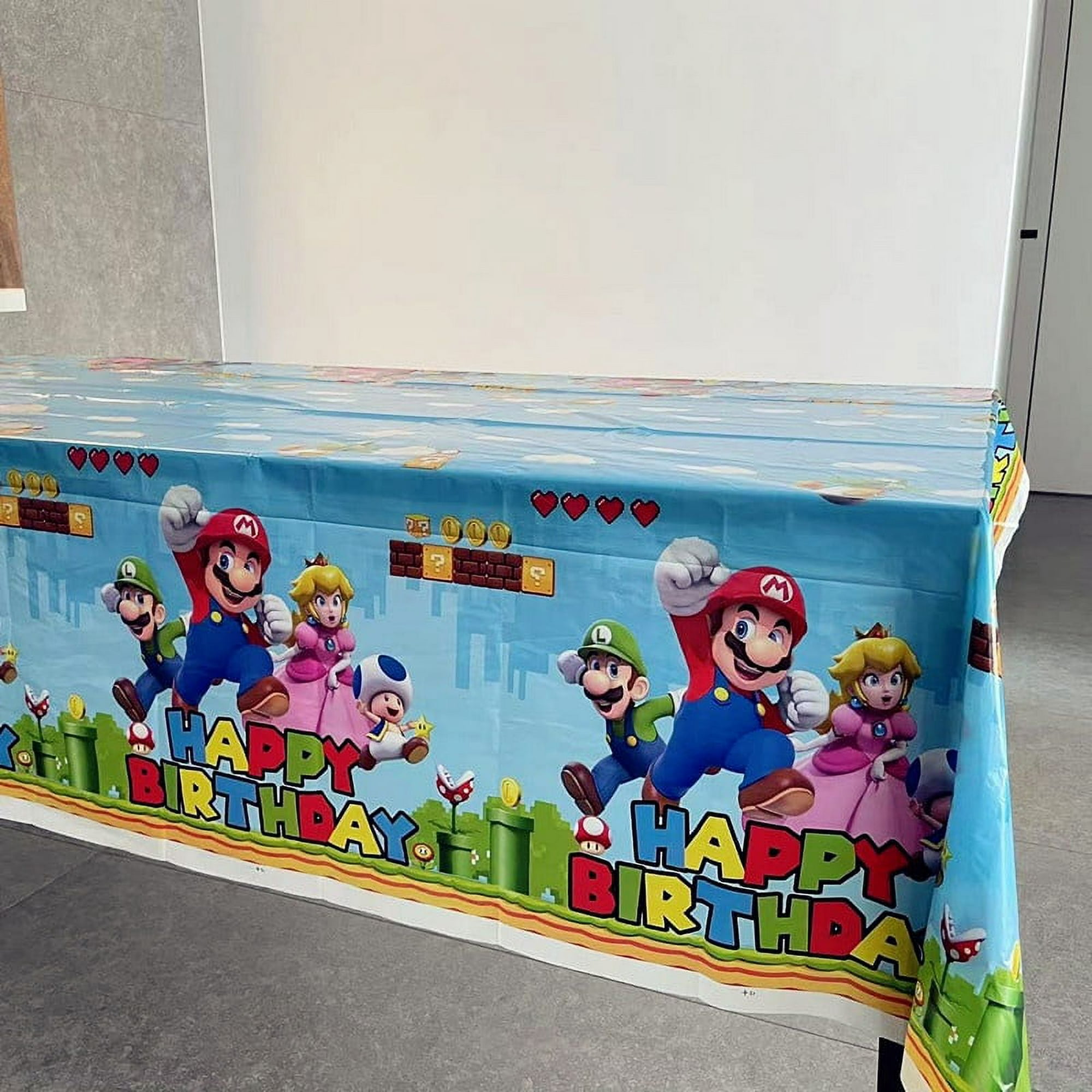 Cumpleaños Super Mario Bros Cubierta Mantel De Mesa Plastico Decoracion 54  x 96