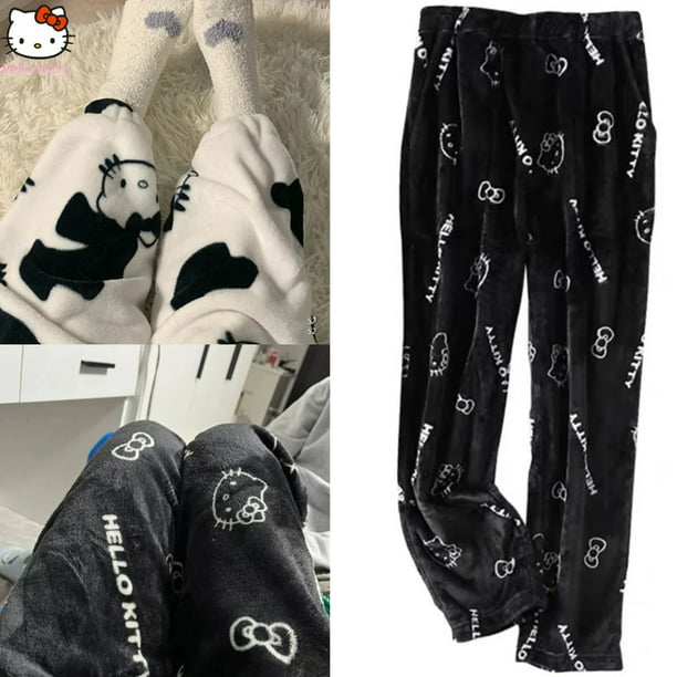 Pantalones de pijama Kawaii Sanrio Kitty para ropa informal, pantalones gruesos de felp Deng Xun Walmart en línea
