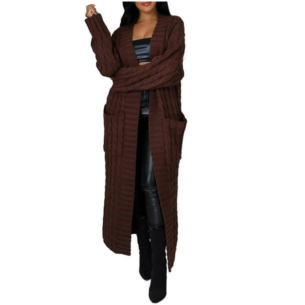 Pntutb moda mujer Casual manga larga otoño suéter largo abrigo cárdigan  blusa tops Pntutb Pntutb-970