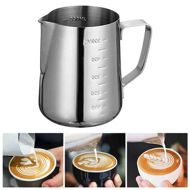 Jarra de acero inoxidable para espumar leche, jarra para café, Latte,  Barista, Espresso, con escala, 350/550ML