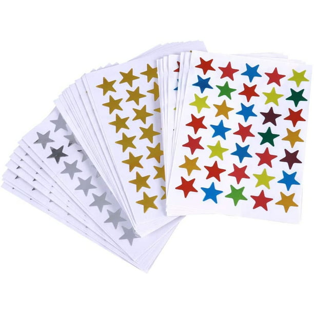 Juego de 30 hojas de pegatinas de estrellas, pegatinas autoadhesivas para  niños, estrellas para manualidades, decoración de tarjetas para álbum de