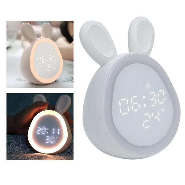 Reloj despertador con luz para Lindo conejo despertador Reloj despertador  para Lámpara de cabecera de dibujos animados, luz Blanco BLESIY reloj  despertador para niños