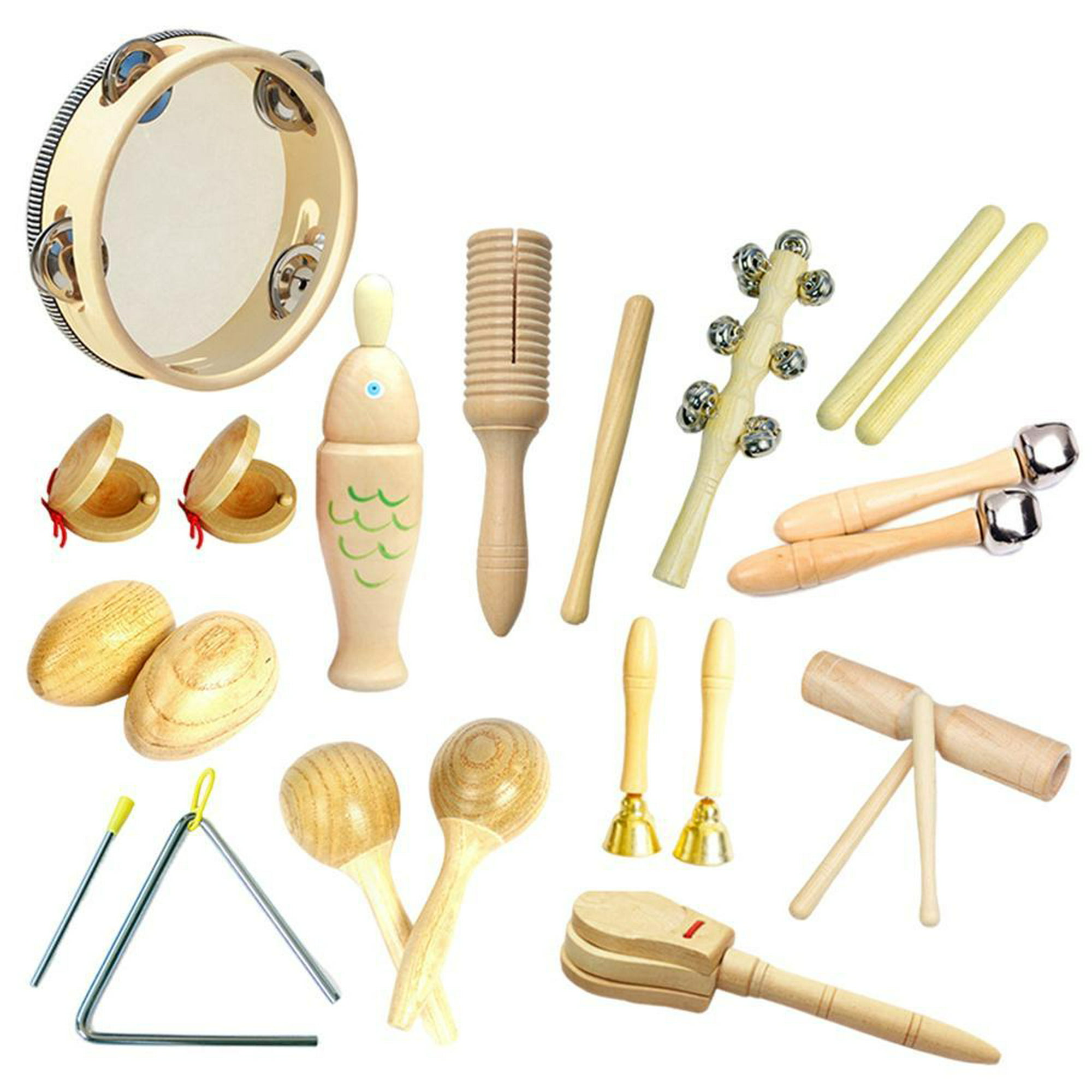 6 instrumentos musicales para niños pequeños, juegos de juguetes de  percusión de madera natural, para educación preescolar, instrumentos  musicales