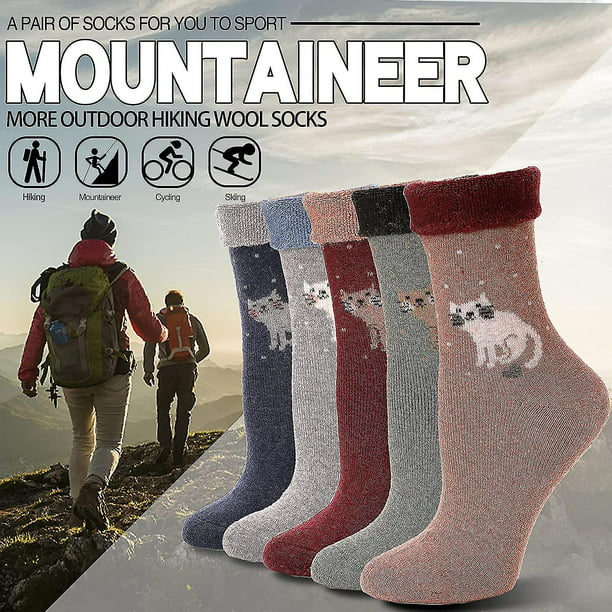EBMORE 5 pares de calcetines de senderismo de lana merino para mujer,  térmicos, cálidos, para botas de invierno, calcetines de regalo de trabajo