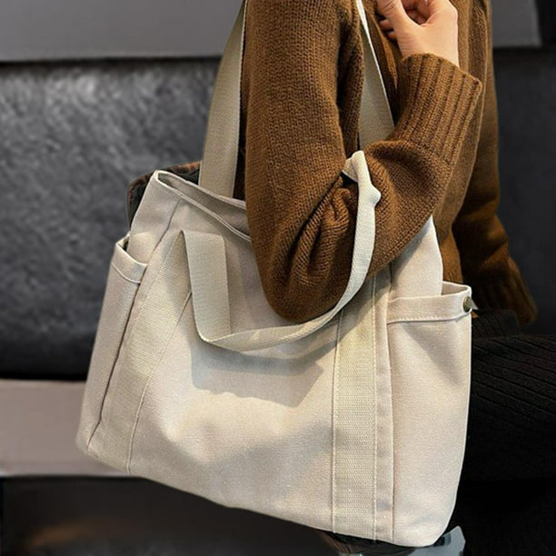 Bolso de tela informal para mujer, bolsos de hombro grandes para mujer,  bolso grande con cremallera, bolso de mano para blanco Sunnimix Bolso de  mujer