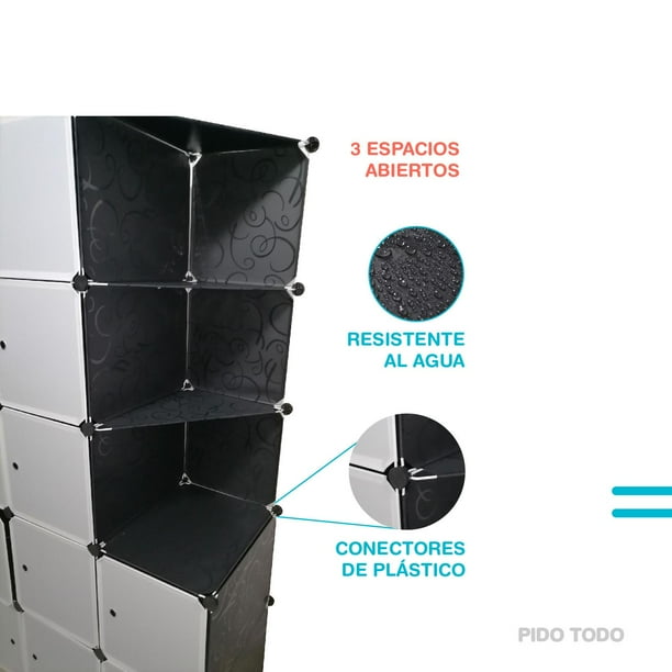 Armario organizador de nueve cubos con puertas modular de plástico color  negro Songmics