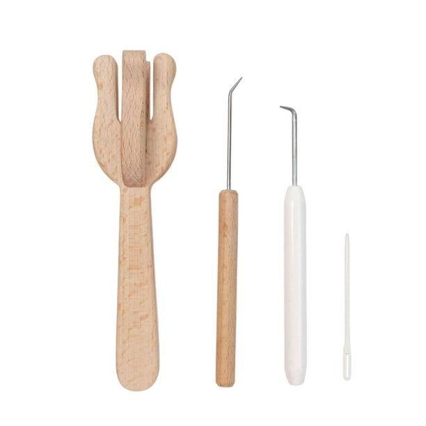 Telar de tabla de tejer,Kit Tenedor y Big Eye Madera,Herramienta de cordón  para tejer a mano para tejedora que se avecina DIY,Herramientas de tejer de  madera tipo tenedor hecho a Soledad Telar